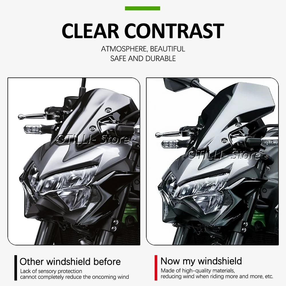 New For Kawasaki Z 900 Z900 Z650 2020 2021 2023 2024 Motorcycle Windshield Screen Visor Windscreen Double Bubble Wind Deflector