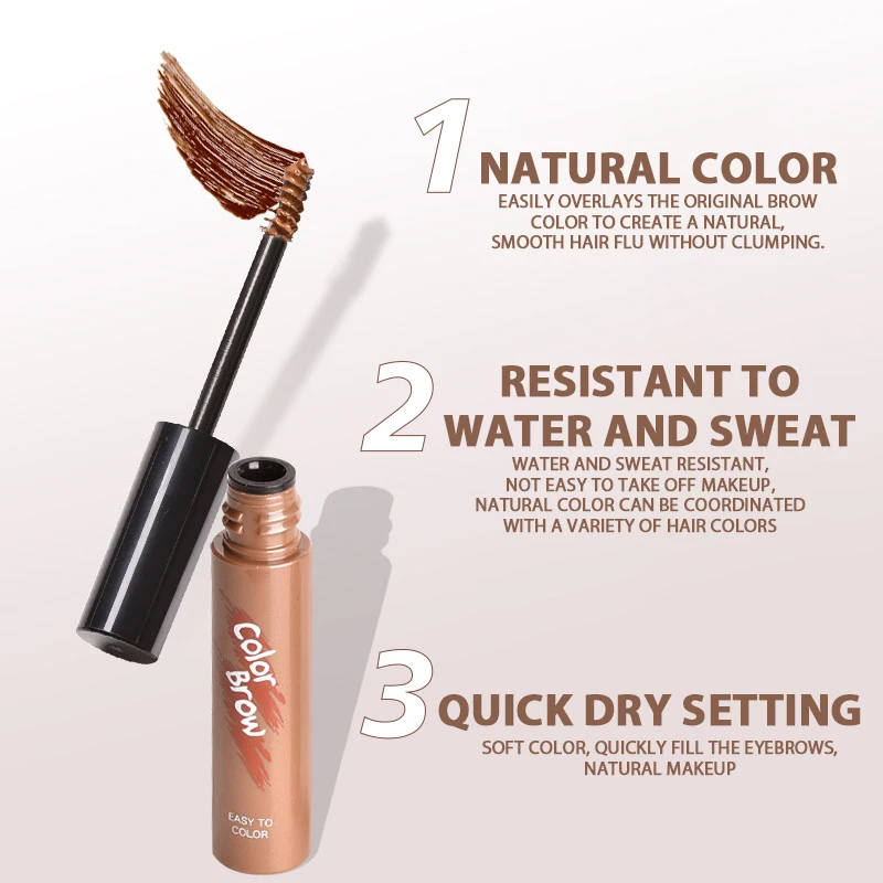 Natural Waterproof Wild Eyebrow Gel Brown Eyebrow Water Sweat Resistant Brow Quick Dry Color Brow Easy To Remove Beauty Makeup