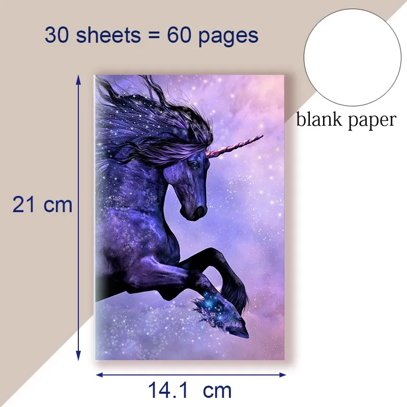 A5 Unicorn Notebook Fantasy Starry Star Night Unicorno Wings Horse Memo Note Writing Book Cute Cover Stationery Christma Gifts