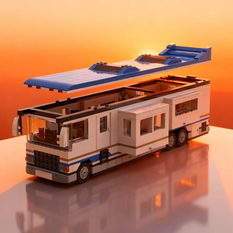 1369pcs MOC Creator Creator Expert Luxury Motorhome Slide-Outs Minifig-Scale Model Building Blocks Christmas Gifts Toy Creative