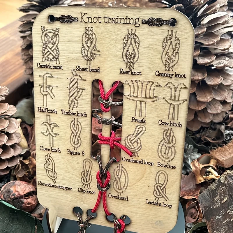 Rope Learning Knot Tying Training Board Kit Learn to Tie Knotting Lace-Up Guide Adults Outdoor Knotting Tying Practice Board
