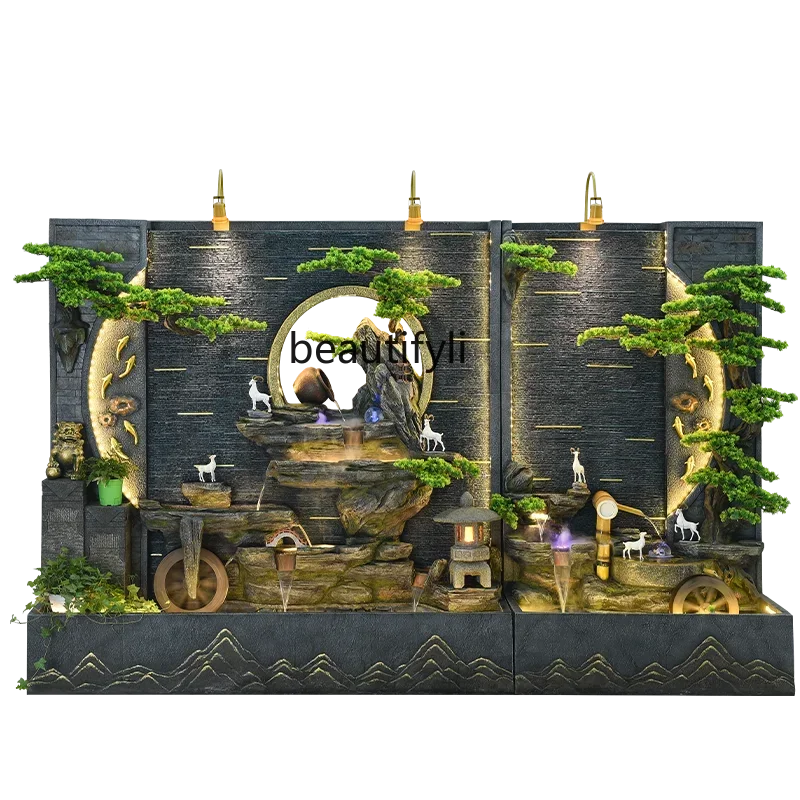 

LX37Water curtain wall rockery flowing water fountain floor ornament living room courtyard lucky decorationSSS