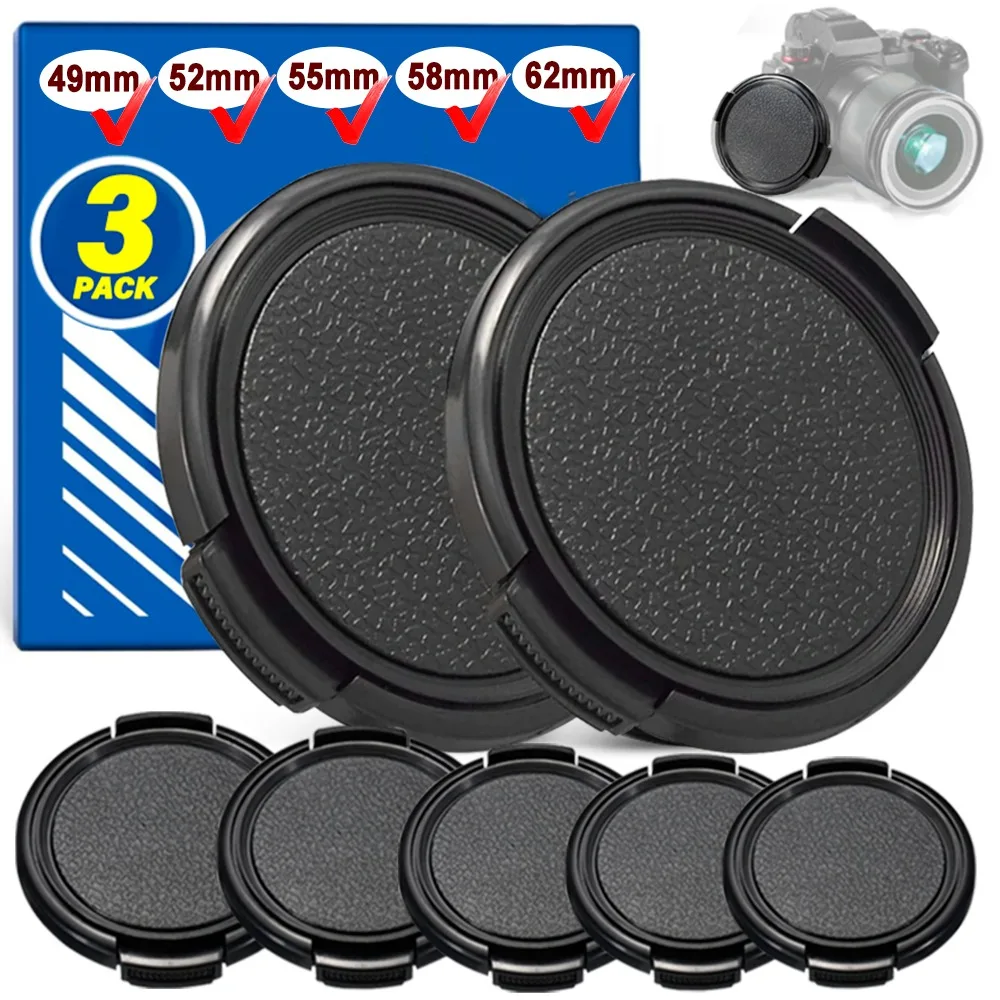 Capuchon d'objectif d'appareil photo 49mm 58mm 52mm 55mm 62mm, support de capuchon d'objectif 1-3 pièces, protection d'objectif pour Canon Nikon Olympus Lumix DSLR