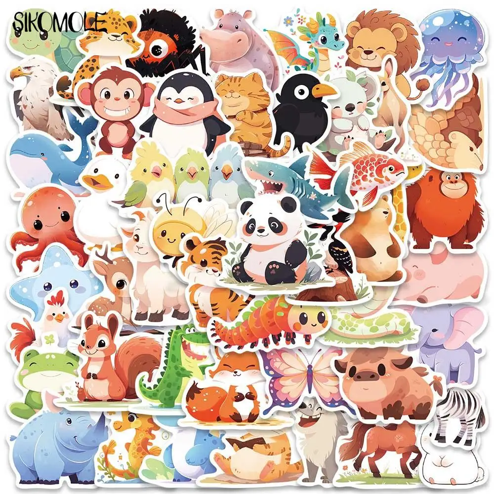 10/30/50PCS Cartoon Children Animals Illustration Stickers Kawaii DIY Travel Luggage Guitar Fridge Laptop Graffiti Sticker Kids