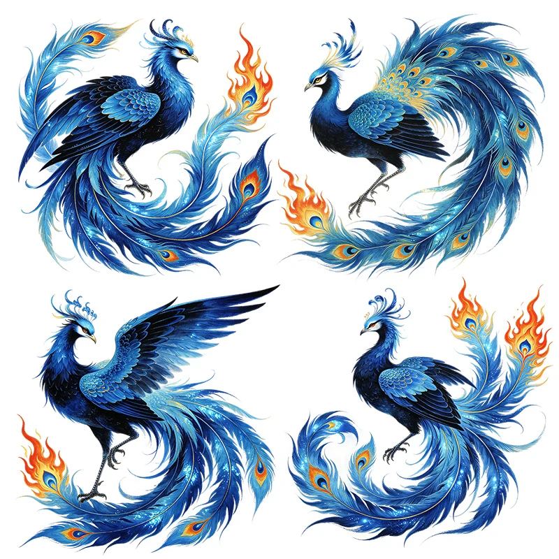 Three Ratels CAB46 Deep blue phoenix wall stickers for home decoration car decals