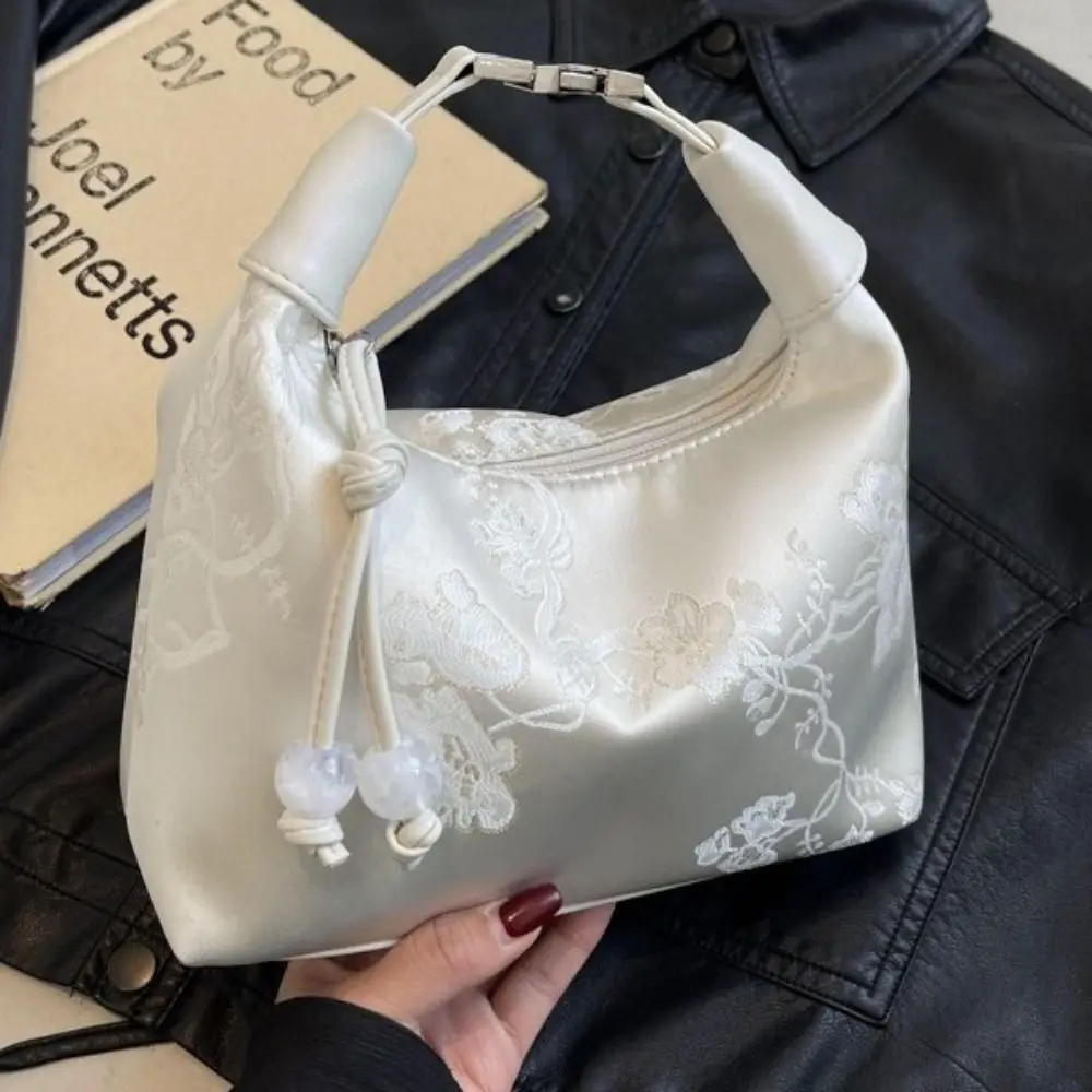 

Casual Embroidered Chinese Style Handbag Purses Zipper Hanfu Embroidery Handbag Canvas Crossbody Bag Cheongsam Bag Party