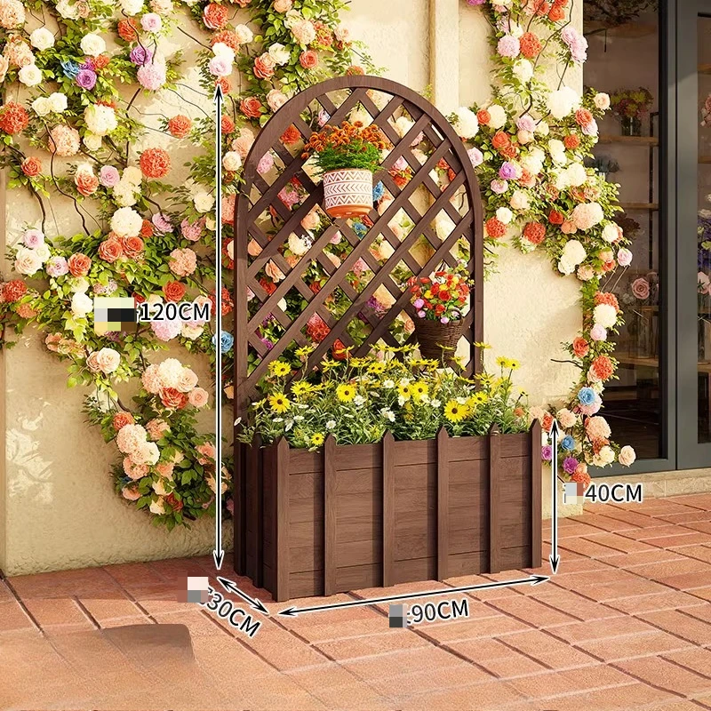 

Courtyard Garden Flower Pot Climbing Vine Frame Balcony Preservative Wood Grid Frame Terrace Flower Box Partition Fence