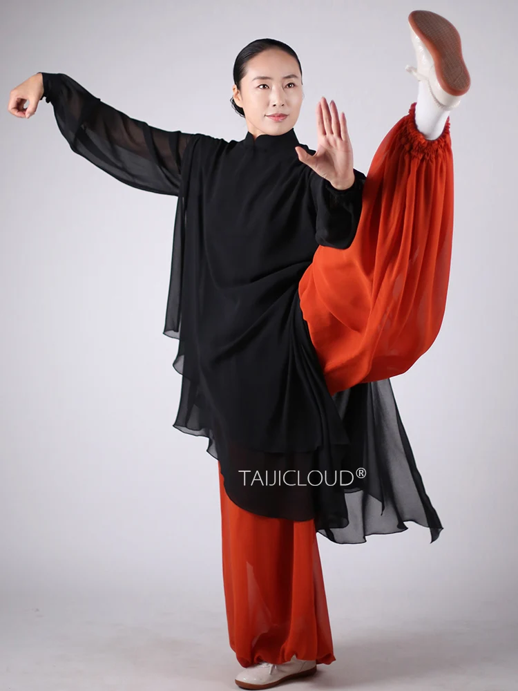 Summer Women's Tai Chi Suit - Double-Layer Gauze Kung Fu Uniform for Practice & Performance, Flowing & Elegant