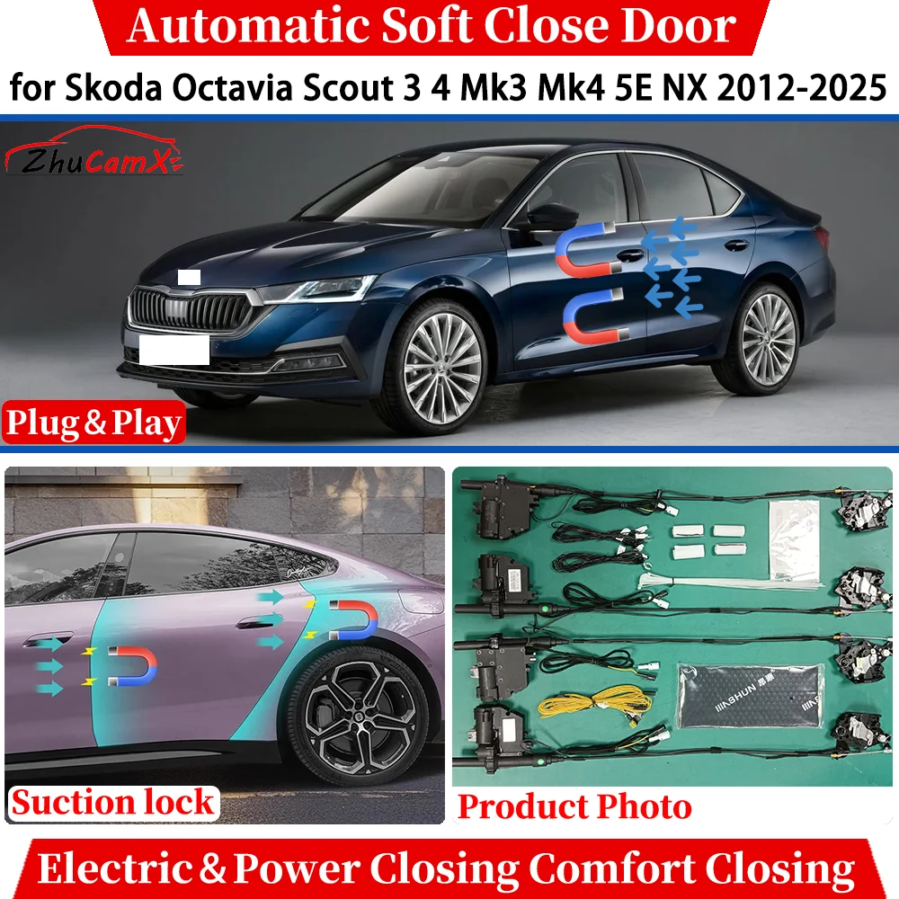 

for Skoda Octavia Scout 3 4 Mk3 Mk4 5E NX 2012-2025 Car Automatic Soft Close Door Electric Power Comfort Closing Suction lock
