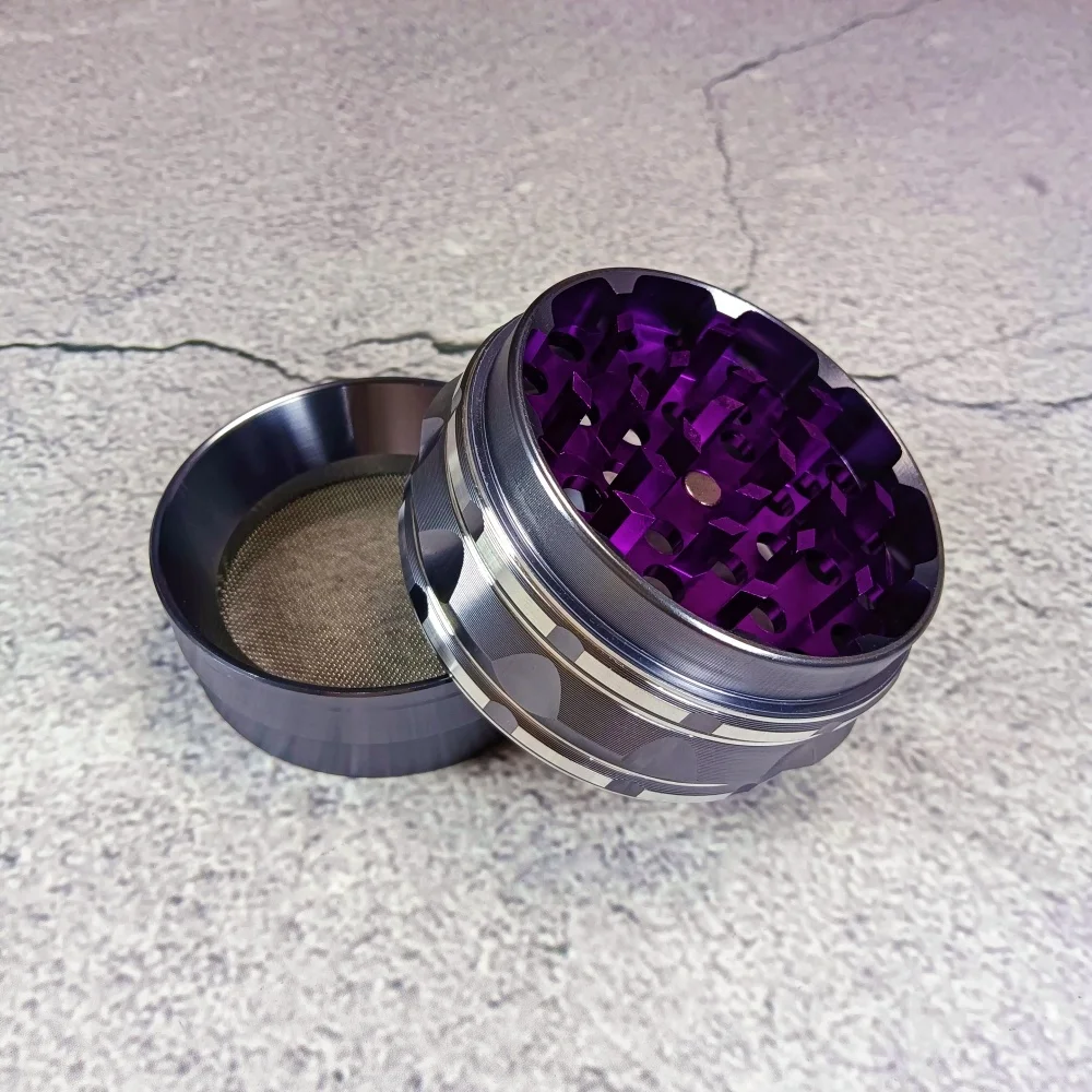 2.5インチ（60mm）カラーフラッシュメタルハーブグラインダーミルモルタル4層草葉葉巻タバコバニラグラインダー喫煙用具