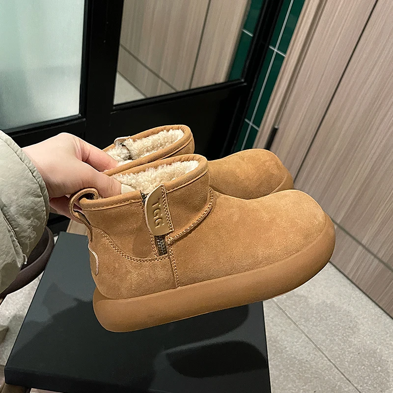 

Зимние женские ботинки Loftime2025win4: новые, легкие, утепленные, короткие, в корейском стиле, на низком каблуке, с резиновой подошвой