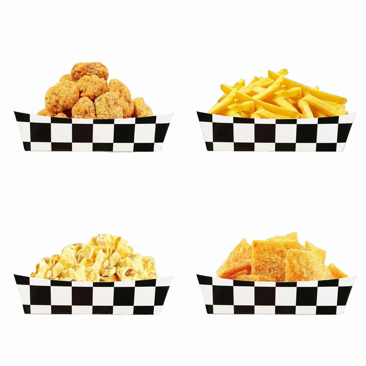 6 قطعة صناديق الفشار لسيارات السباق صندوق الحلوى أبيض أسود سباق السيارات كاندي البسكويت صندوق الأولاد سباق السيارات حفلة عيد ميلاد لوازم الديكور