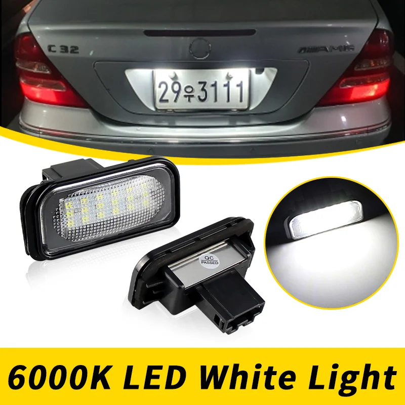 Car LED License Plate Light For Mercedes Benz W203 4D Sedan 2001-2007 6000K White 12V License Number Light Lamp Auto Accessories