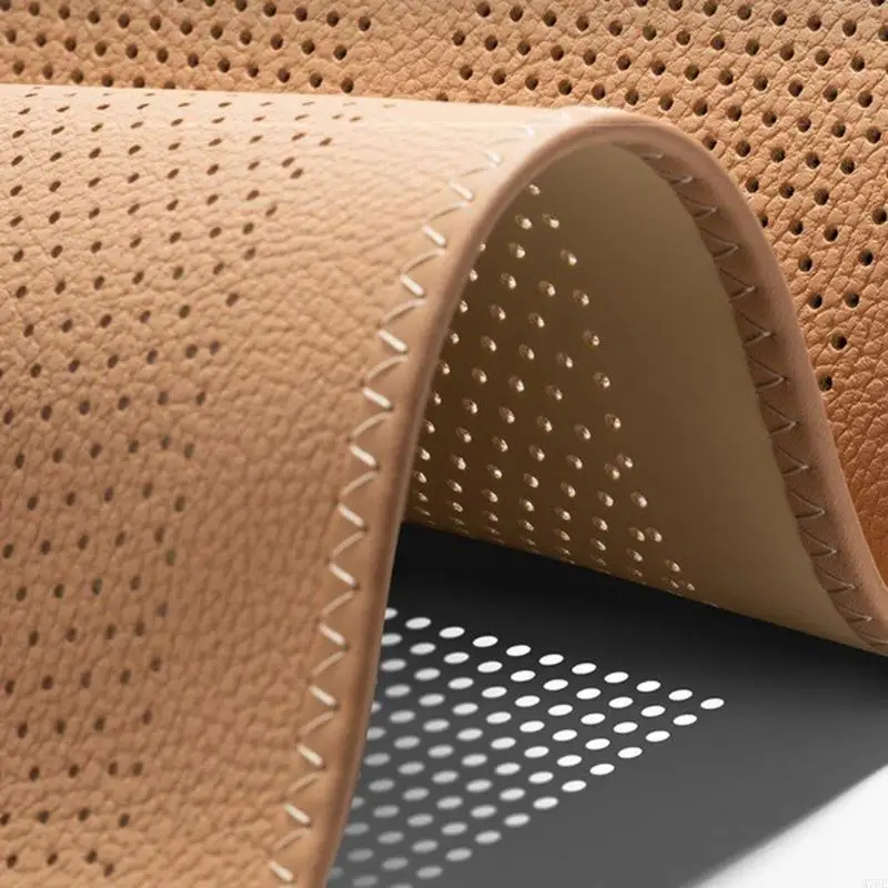 M76E Ergonomische Autositz-Rückenlehne, perforiertes Leder, atmungsaktives, rutschfestes Autositzkissen, einfach zu installieren – Detail 9