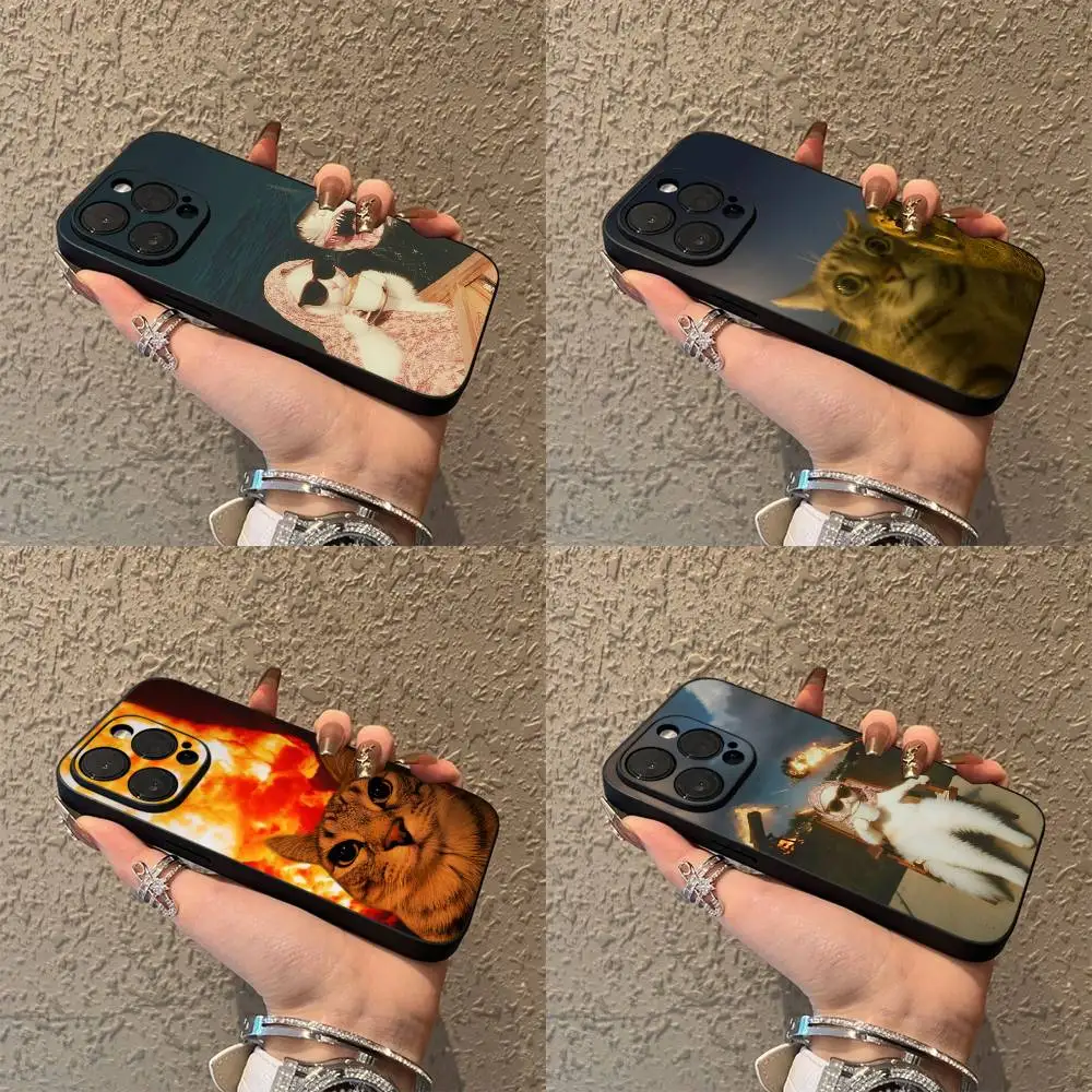 

Funny Meme Cat Shark Lion Phone Case For iPhone 17,16,15,14,13,12,Pro,Max,Plus,E,SE4,Air,Mini Black Soft Box