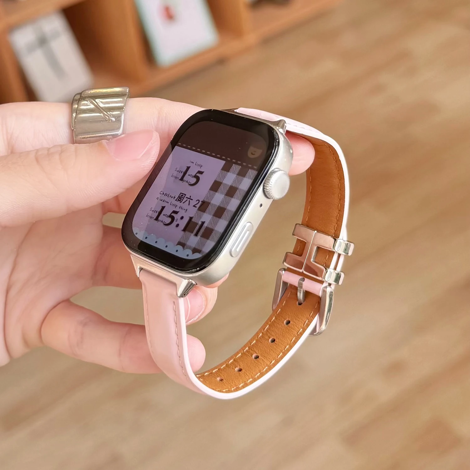First-layer cowhide leather strap for Huawei Band 8 9 10 Fit 3 4Pro GT4 5 6 41mm women's wristband universal 18/20mm