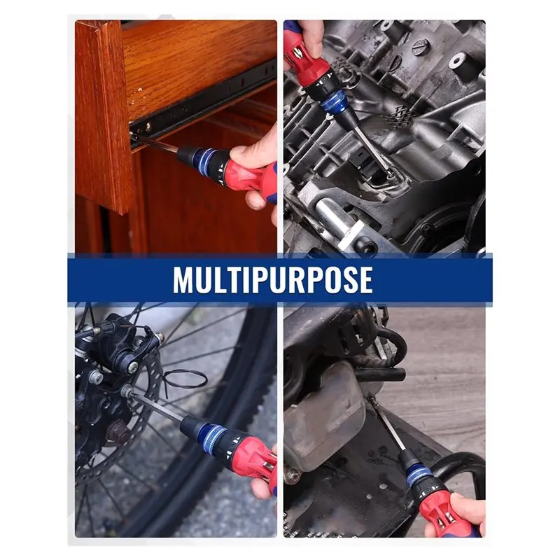 【CUSTOMER FAVORITE】Ergonomic Handle Screwdriver Set 12-In-1 Ratcheting Multi-Bit With Quick-Load Mechanism