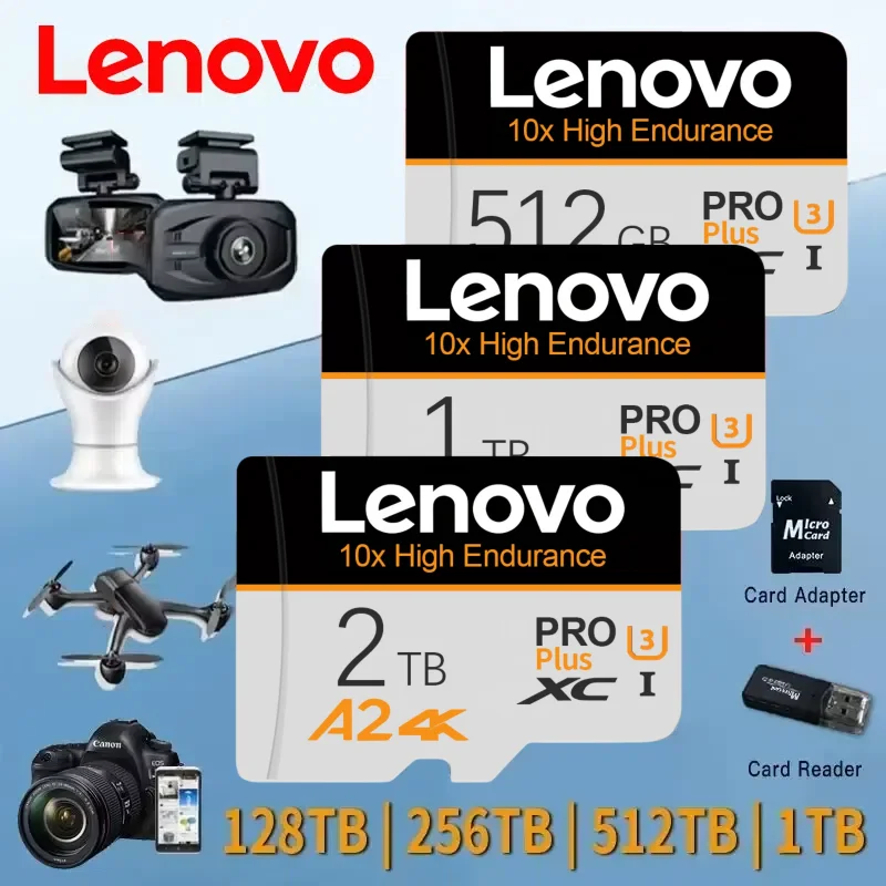 

Lenovo 2TB 1TB Micro TF SD Card 128GB 256GB Class 10 A2 High Speed Memory Card U3 4K 512GB TF Flash Card For phone Camera Drone