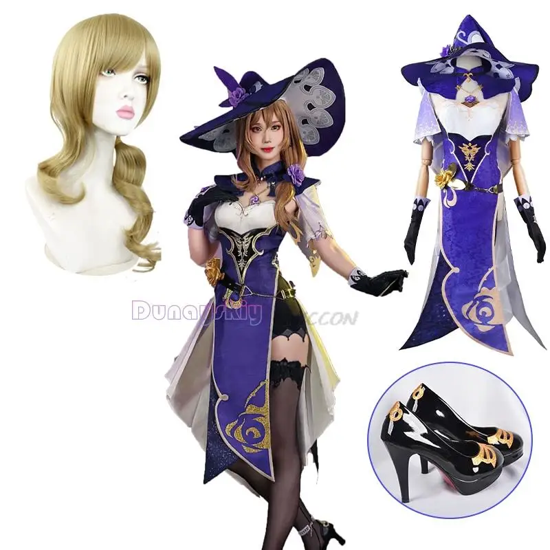 

Game Genshinimpact Lisa Minci Cosplay Lisa Minci Cosplay Costume Dress Wig Shoes Full Set Role Play Carnival Party Clothes