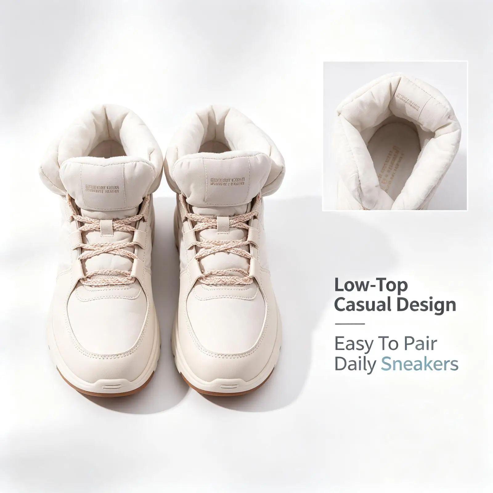 

Skechers Fleece Lined Warm Winter Ankle Boots Lightweight Anti Slip Comfort Casual Walking Snow Boots Natural Color 144194-NAT