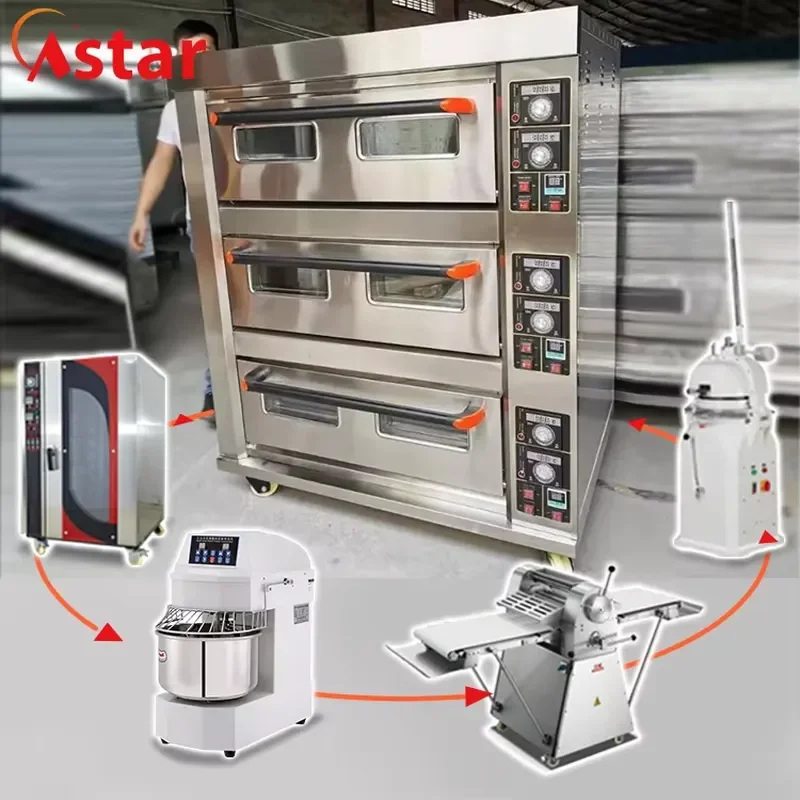2026 Manufacturer Bakery Equipment 3 Deck 9 Trays Industrial Electric Bread Baking Oven with Timer