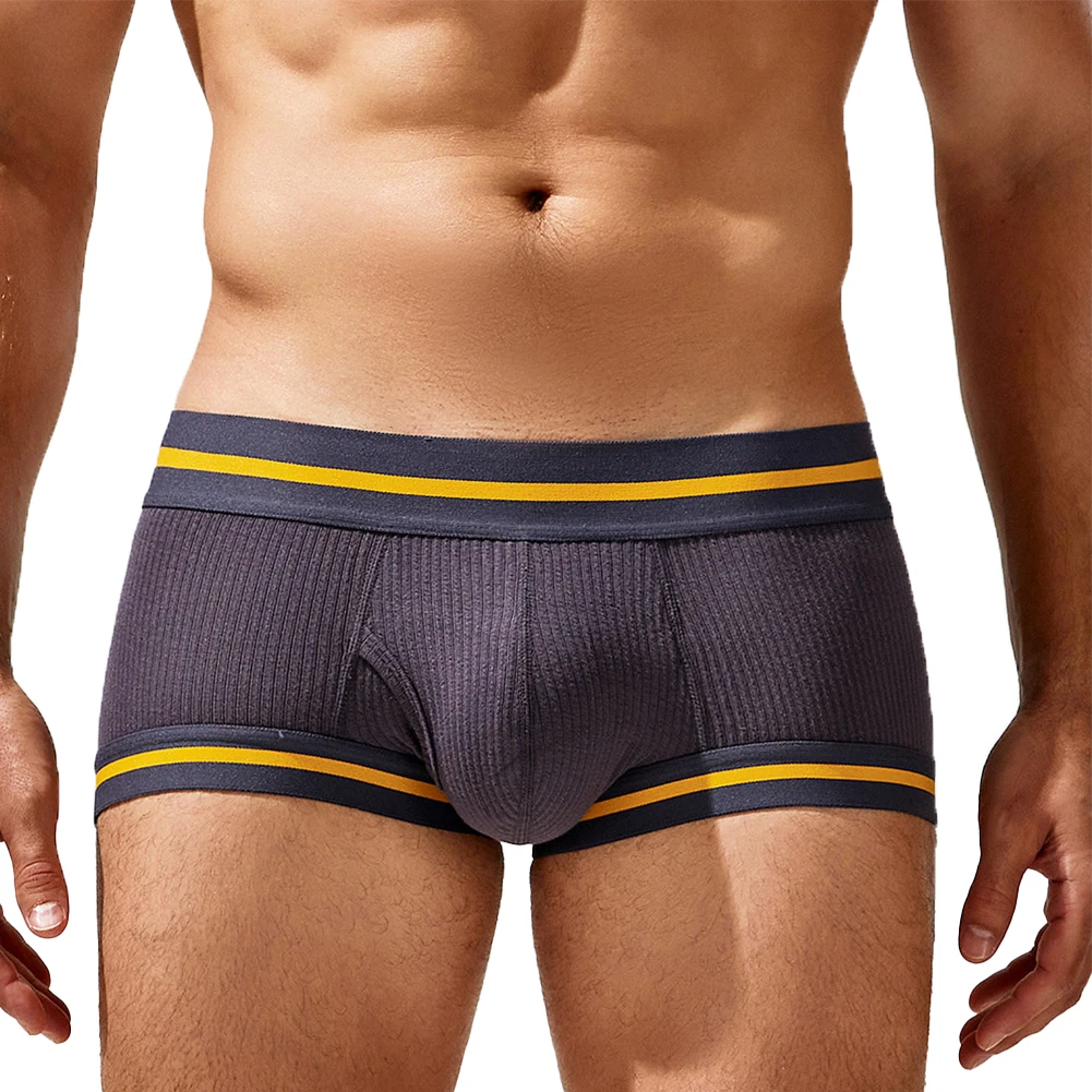 Mens Sexy Low Waisted Thin Boxer Briefs Underwear Trunks Shorts Open Front Pouch Underpants Simple Seamless Men Briefs Shorts