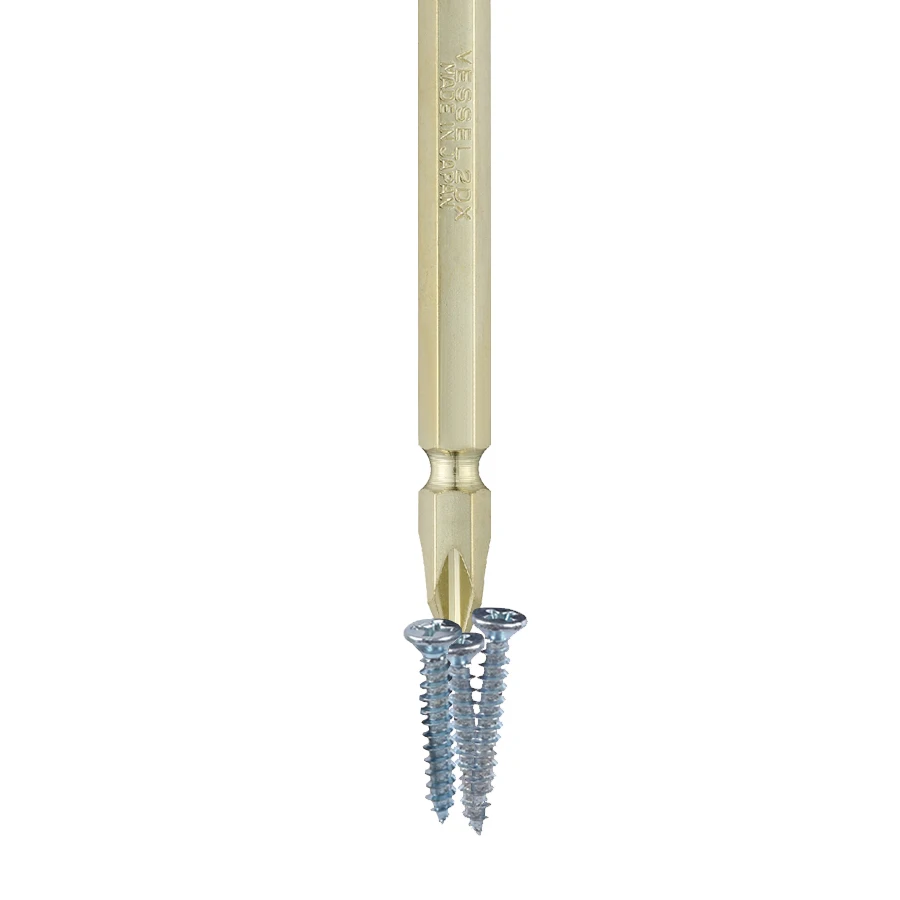 

VESSEL 5Pcs 100mm PH2 Double Head Gold Screwdriver Bit Set for Phillips Screws Magnetic Drill Bit Hand Tools NO.A142110L-GO