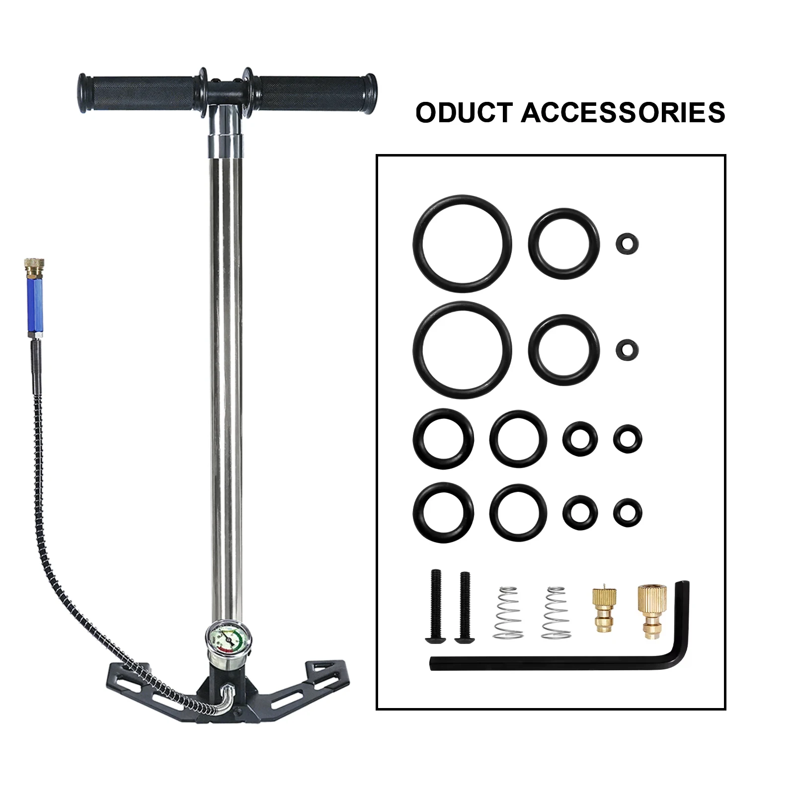 TUXING 4 Stage PCP Pump 300Bar with Pressure Gauge Air Hand Stirrup Pump for Pistols, Rifles, Air Guns, Car Bicycle Hunting