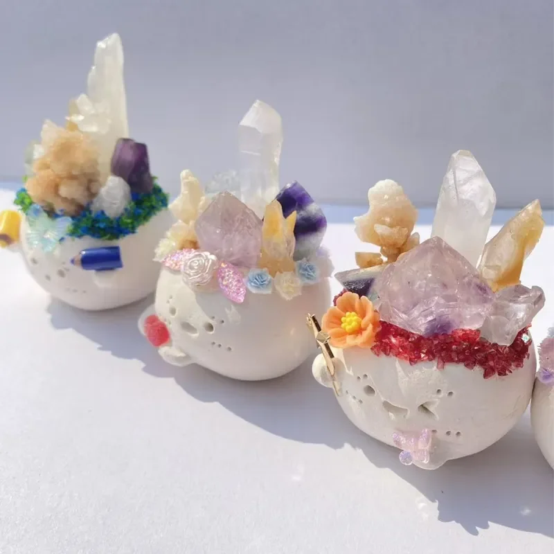 Natural crystal diced bean crystal rough stone loose stone mineral standard mineral crystal handmade gift desktop car