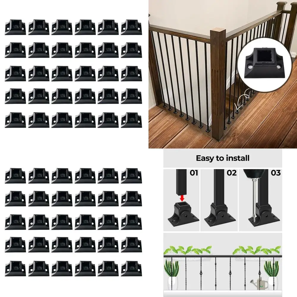 

Металлические балясины для лестниц из матового черного сатинированного металла с квадратным декоративным элементом и креплением на винтах, 30 штук в упаковке