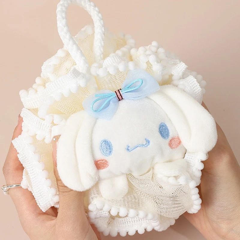 1Pc Anime Sanrio Figure Bath Ball Kuromi My Melody Cinnamoroll Bath Flower Soft Shower Mesh Foaming Sponge Bath Skin Clean Tool