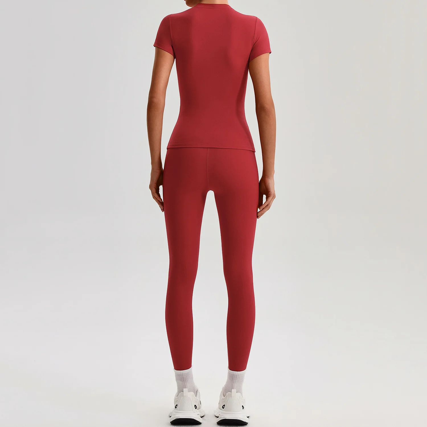 Solid Color Yoga Set Tight Leggings Sports Fitness Gym T-shirt Top 2pcs Soft Sport Suit Workout Training For Women Sportwear