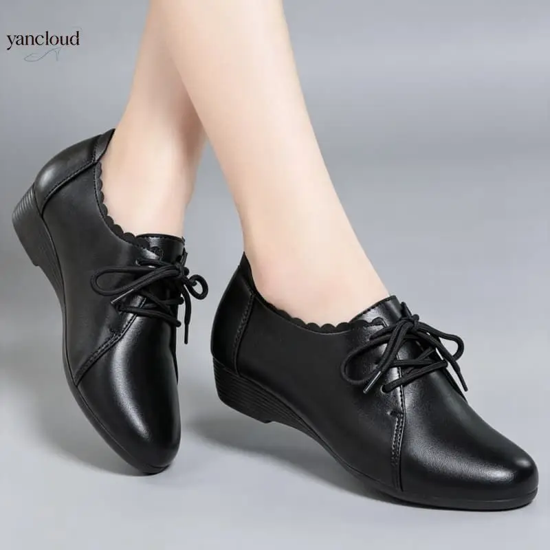 Plus Size 35-43 All Match Comfortable Oxford Shoes Women Flats Spring Fall  2026 Genuine Leather Shoes Casual for Mom Daily Work