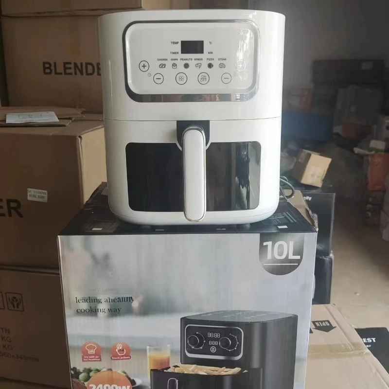 مقلاة كهربائية ذات سعة كبيرة 10 لتر، ماكينة بطاطس مقلية مربعة حديثة، مقلاة هوائية منزلية ذكية تعمل باللمس