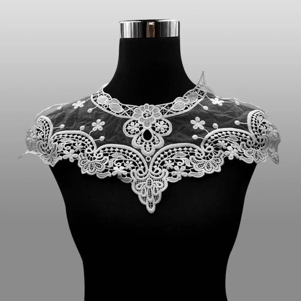 

Lace Fake Collar Hollow Embroidery Elastic Detachable Breathable DIY Lace Applique For Sewing Shop