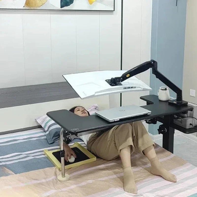 Bed laptop desktop computer desk bedside table lifting lazy table cockpit suspension bracket