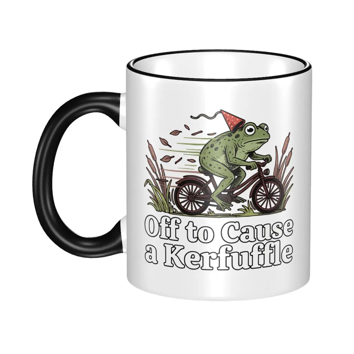 Off To Cause A Kerfuffle Frog Meme Mug Cute Tea Cup Birthday Gift For Kids Adult