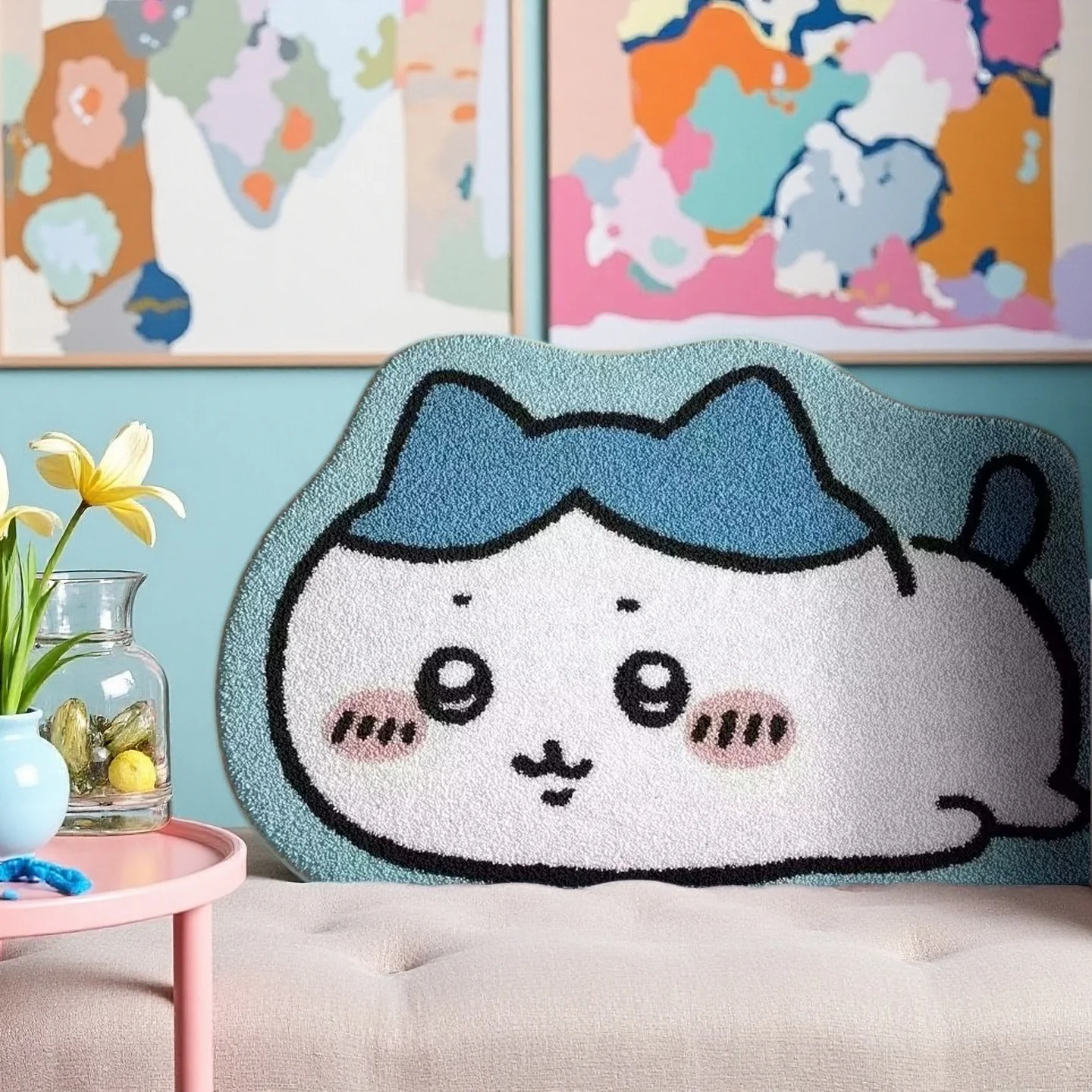 Hot Cartoon Rug Anime Hachiware Usagi Plush Floor Mat Bathroom Non-Slip Carpet Car Cushion Soft Living Room Decor Gifts