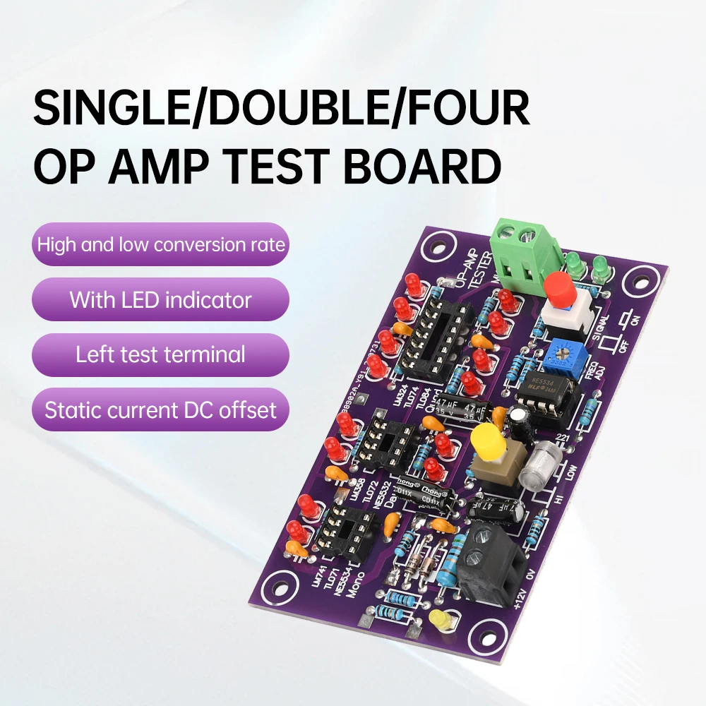 DC12V T2 Operational Amplifier Test Board Op-Amp Tester Single/Dual/Quad Operational Amplifier
