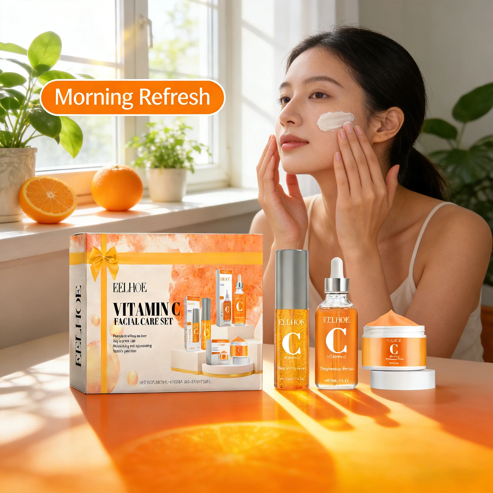 Vitamin C Facial Care Set Enhancing Skin Elasticity Firming Brightening Skin Reducing Fine Lines and Wrinkles Face Skin Care Kit