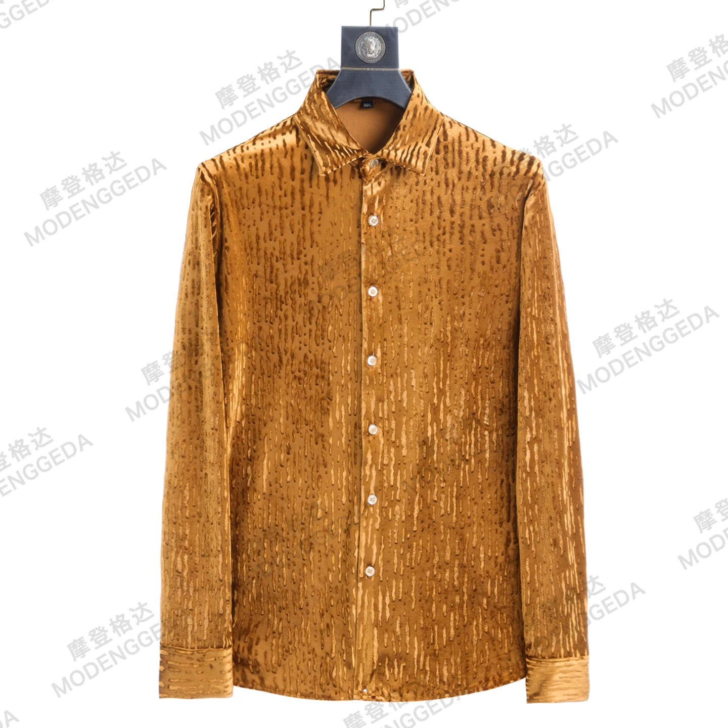 

Winter Velvet Striped Shirt Men Jacquard Warm Long Sleeved Casual Shirts Luxury Retro Business Social Dress Shirt Men Clothing