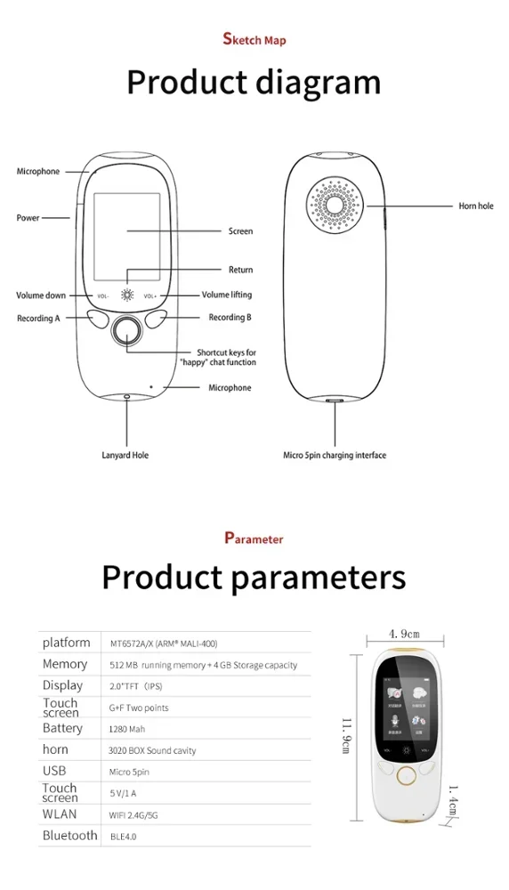 2020 hot sell BF06 voice A1 translator wifi AC machine support Off line translation good quality