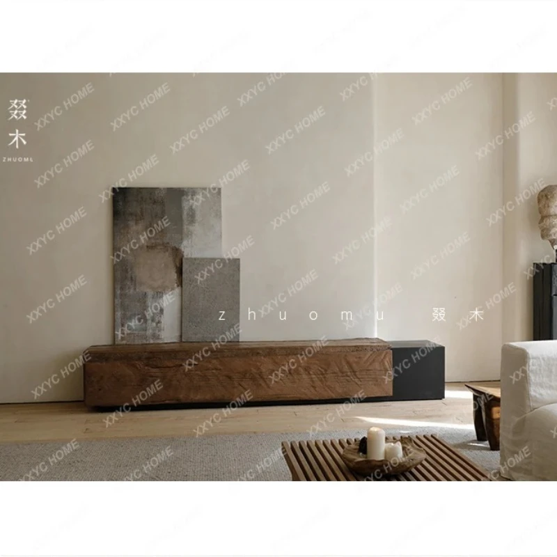 X-S  Industrial wind TV cabinet Japanese-style   creative  Solid wood floor cabinet HG