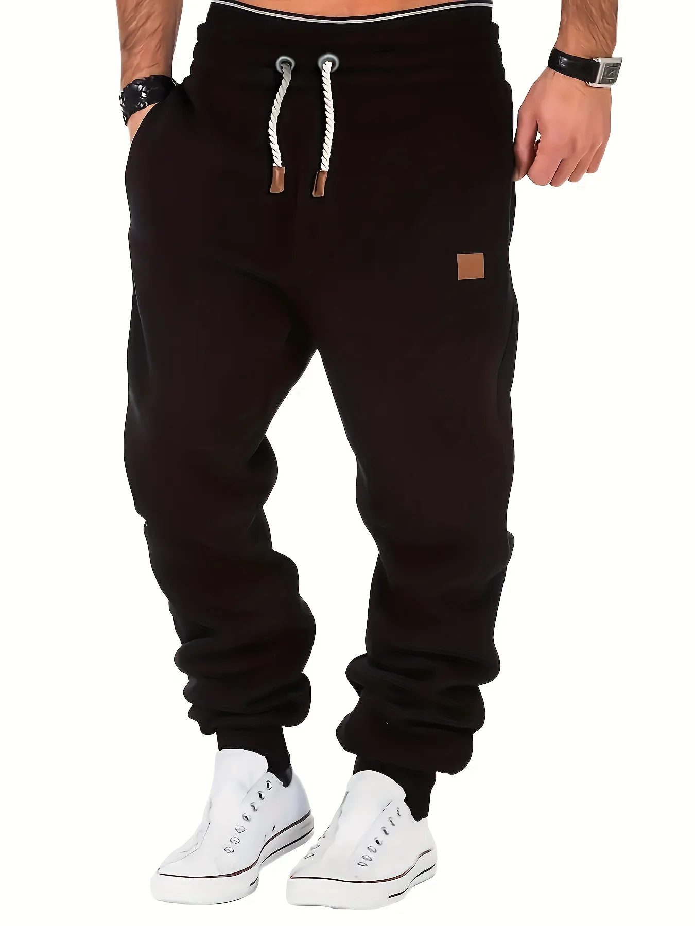 Men's Jogger Sweatpants Fleece Warm Loose Fit Drawstring Casual Pants Tapered Cuff Hip Hop Streetwear Spring Autumn 2026