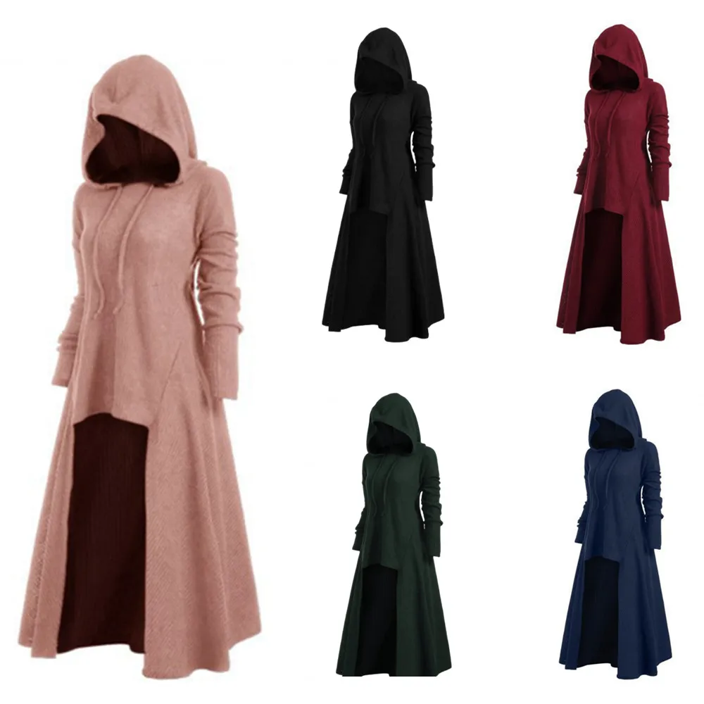 Fashion Gothic Clothing Women Tops Women's Steampunk Coat Hooded Long Victorian Trench Coat