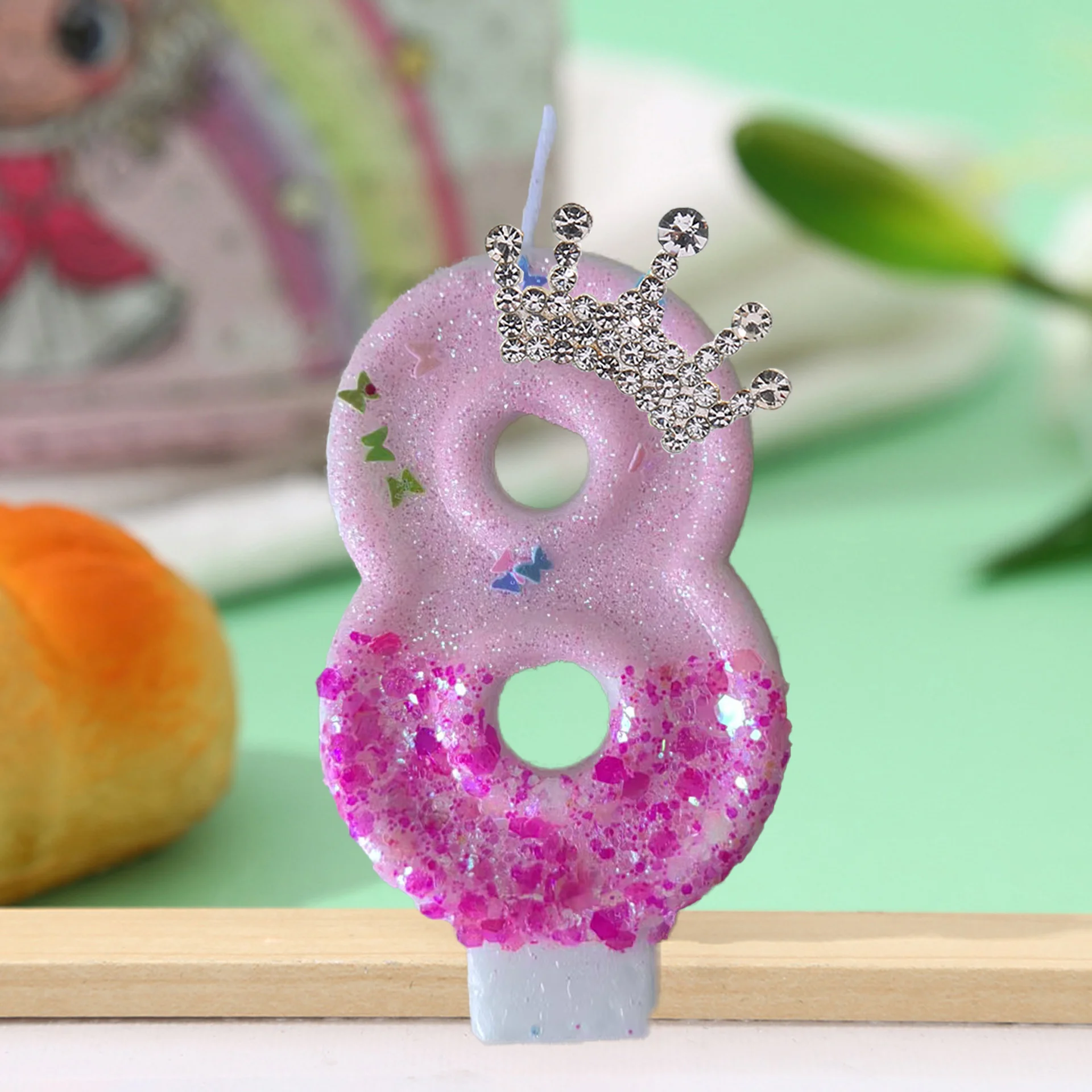 Rosa-Rote Pailletten Zweifarbige Kronprinzessin Digitale Geburtstagskerze - Festliche Kuchendekoration – Detail 4