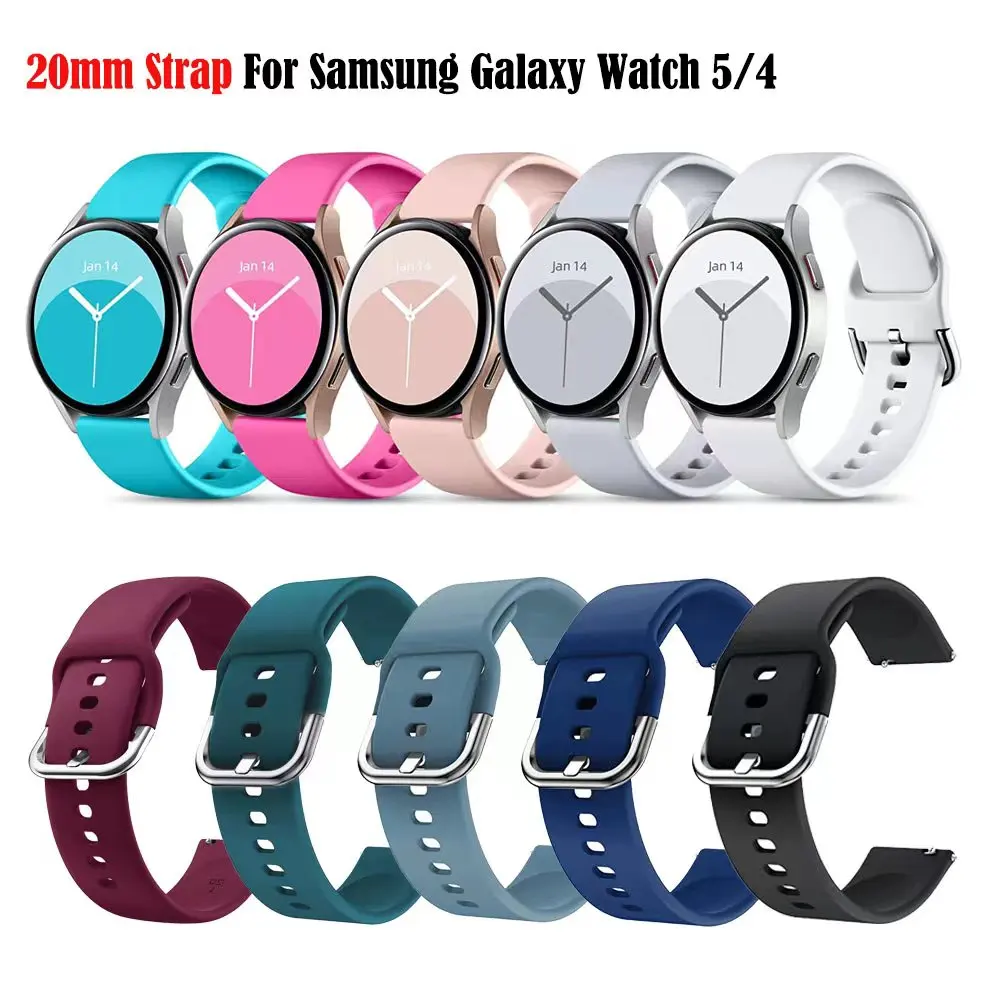 20mm Strap For Samsung Galaxy Watch 5/4 44mm 40mm Galaxy4 Classic 46mm 42mm Band Silicone Wristbands For Galaxy Watch 5 Pro 45mm