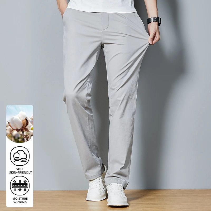 최고급 98% 코튼 새 브랜드 캐주얼 패션 슬림 피트 롱 팬츠 스트레이트 펜슬 streetwear 바지 남성 의류