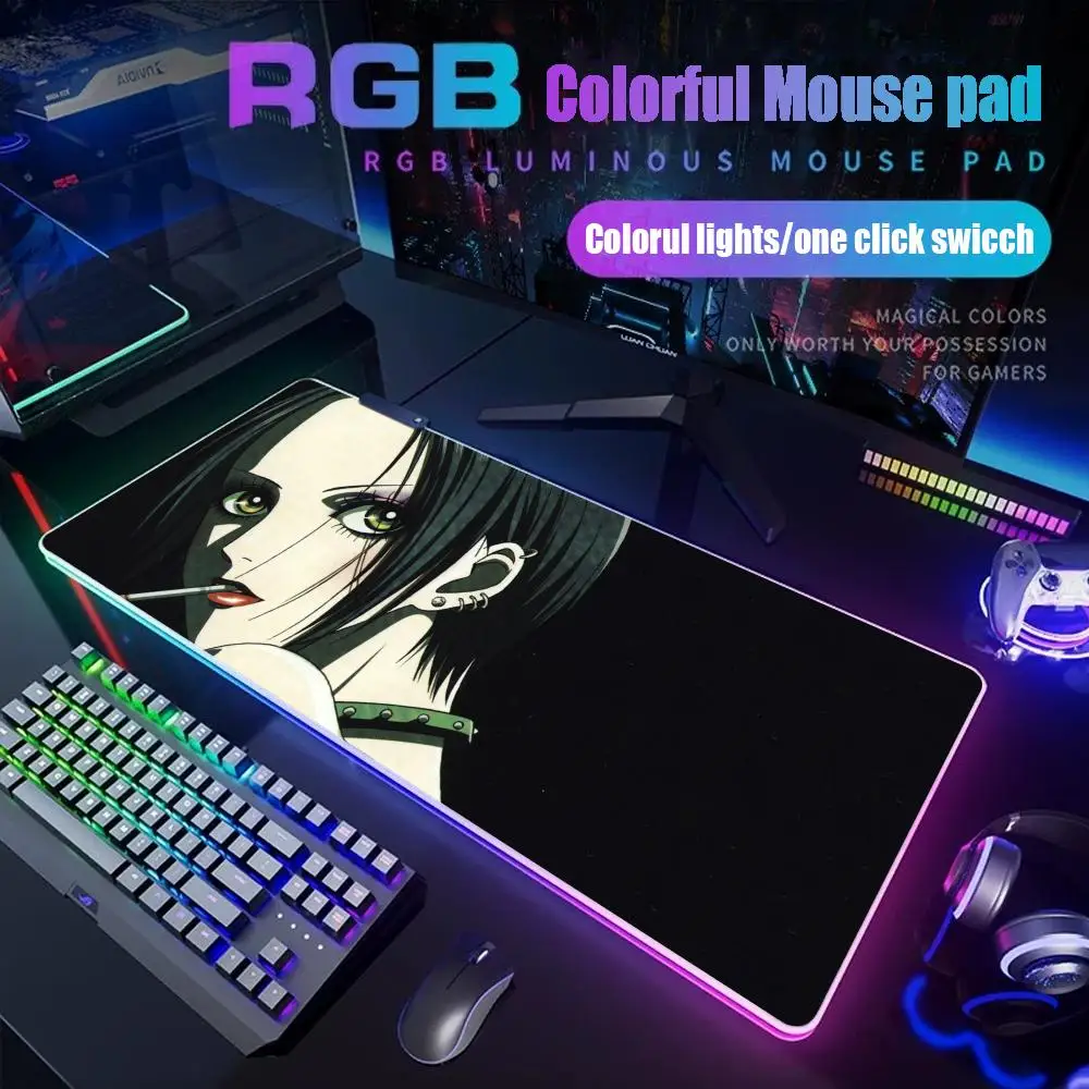 

Girl Nana Osaki Mouse Pad Gamer Rgb Desk Mat Back Light Led Mousepad Setup Gaming Accessories Deskmat Big Mousepad Backlight
