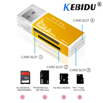 Kebidu Hepsi Bir Arada Hafıza Kartı Okuyucu USB 2.0 Çoklu SD/SDHC MMC/RS MMC TF/MS/MS PRO/MS DUO M2 Kart Okuyucu Toptan TF